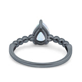 Teardrop Art Deco Pear Wedding Engagement Ring Round Simulated Cubic Zirconia 925 Sterling Silver