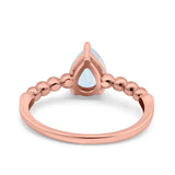 Teardrop Art Deco Pear Wedding Engagement Ring Round Simulated Cubic Zirconia 925 Sterling Silver