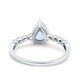 Teardrop Art Deco Pear Wedding Engagement Ring Round Simulated Cubic Zirconia 925 Sterling Silver