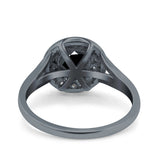 Celtic Halo Art Deco Wedding Engagement Ring Round Simulated Cubic Zirconia 925 Sterling Silver