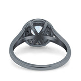 Celtic Halo Art Deco Wedding Engagement Ring Round Simulated Cubic Zirconia 925 Sterling Silver