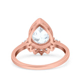 Art Deco Solitaire Accent Pear Wedding Engagement Bridal Ring Band Round Simulated Cubic Zirconia 925 Sterling Silver