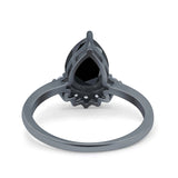 Teardrop Art Deco Pear Wedding Engagement Ring Round Simulated Cubic Zirconia 925 Sterling Silver