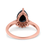 Teardrop Art Deco Pear Wedding Engagement Ring Round Simulated Cubic Zirconia 925 Sterling Silver