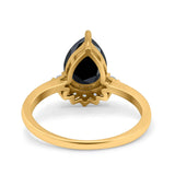 Teardrop Art Deco Pear Wedding Engagement Ring Round Simulated Cubic Zirconia 925 Sterling Silver