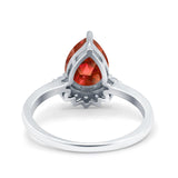 Teardrop Art Deco Pear Wedding Engagement Ring Round Simulated Cubic Zirconia 925 Sterling Silver