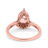 Teardrop Art Deco Pear Wedding Engagement Ring Round Simulated Cubic Zirconia 925 Sterling Silver