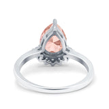 Teardrop Art Deco Pear Wedding Engagement Ring Round Simulated Cubic Zirconia 925 Sterling Silver