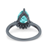 Teardrop Art Deco Pear Wedding Engagement Ring Round Simulated Cubic Zirconia 925 Sterling Silver