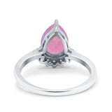 Teardrop Art Deco Pear Wedding Engagement Ring Round Simulated Cubic Zirconia 925 Sterling Silver
