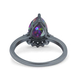 Teardrop Art Deco Pear Wedding Engagement Ring Round Simulated Cubic Zirconia 925 Sterling Silver