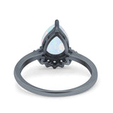 Teardrop Art Deco Pear Wedding Engagement Ring Round Simulated Cubic Zirconia 925 Sterling Silver