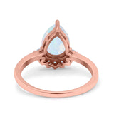 Teardrop Art Deco Pear Wedding Engagement Ring Round Simulated Cubic Zirconia 925 Sterling Silver