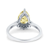 Teardrop Art Deco Pear Wedding Engagement Ring Round Simulated Cubic Zirconia 925 Sterling Silver