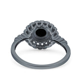 Halo Art Deco Wedding Engagement Bridal Ring Round Simulated Cubic Zirconia 925 Sterling Silver