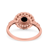 Halo Art Deco Wedding Engagement Bridal Ring Round Simulated Cubic Zirconia 925 Sterling Silver