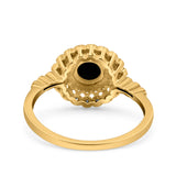 Halo Art Deco Wedding Engagement Bridal Ring Round Simulated Cubic Zirconia 925 Sterling Silver