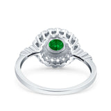 Halo Art Deco Wedding Engagement Bridal Ring Round Simulated Cubic Zirconia 925 Sterling Silver