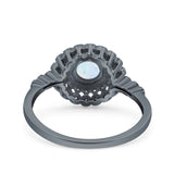 Halo Art Deco Wedding Engagement Bridal Ring Round Simulated Cubic Zirconia 925 Sterling Silver