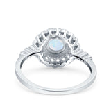 Halo Art Deco Wedding Engagement Bridal Ring Round Simulated Cubic Zirconia 925 Sterling Silver