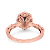 Vintage Art Deco Halo Oval Wedding Engagement Bridal Ring Round Simulated Cubic Zirconia 925 Sterling Silver