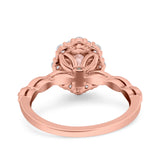 Vintage Art Deco Halo Oval Wedding Engagement Bridal Ring Round Simulated Cubic Zirconia 925 Sterling Silver