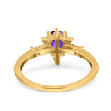 Starburst Teardrop Dainty Art Deco Pear Wedding Bridal Ring Round Simulated Cubic Zirconia 925 Sterling Silver