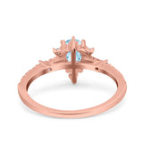 Starburst Teardrop Dainty Art Deco Pear Wedding Bridal Ring Round Simulated Cubic Zirconia 925 Sterling Silver