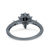 Starburst Teardrop Dainty Art Deco Pear Wedding Bridal Ring Round Simulated Cubic Zirconia 925 Sterling Silver