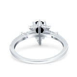 Starburst Teardrop Dainty Art Deco Pear Wedding Bridal Ring Round Simulated Cubic Zirconia 925 Sterling Silver