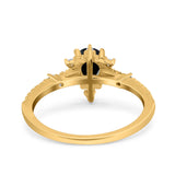 Starburst Teardrop Dainty Art Deco Pear Wedding Bridal Ring Round Simulated Cubic Zirconia 925 Sterling Silver