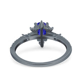 Starburst Teardrop Dainty Art Deco Pear Wedding Bridal Ring Round Simulated Cubic Zirconia 925 Sterling Silver