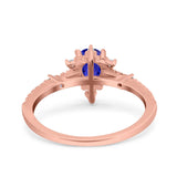 Starburst Teardrop Dainty Art Deco Pear Wedding Bridal Ring Round Simulated Cubic Zirconia 925 Sterling Silver