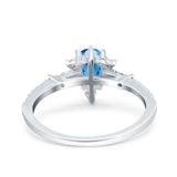 Starburst Teardrop Dainty Art Deco Pear Wedding Bridal Ring Round Simulated Cubic Zirconia 925 Sterling Silver