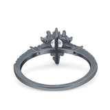 Starburst Teardrop Dainty Art Deco Pear Wedding Bridal Ring Round Simulated Cubic Zirconia 925 Sterling Silver