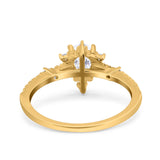 Starburst Teardrop Dainty Art Deco Pear Wedding Bridal Ring Round Simulated Cubic Zirconia 925 Sterling Silver