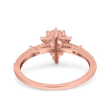 Starburst Teardrop Dainty Art Deco Pear Wedding Bridal Ring Round Simulated Cubic Zirconia 925 Sterling Silver