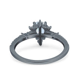 Starburst Teardrop Dainty Art Deco Pear Wedding Bridal Ring Round Simulated Cubic Zirconia 925 Sterling Silver