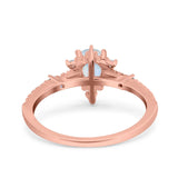 Starburst Teardrop Dainty Art Deco Pear Wedding Bridal Ring Round Simulated Cubic Zirconia 925 Sterling Silver