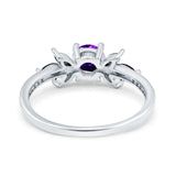 Art Deco Engagement Ring Simulated Black Round Simulated Cubic Zirconia 925 Sterling Silver