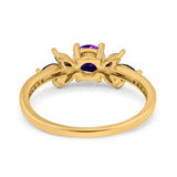 Art Deco Engagement Ring Simulated Black Round Simulated Cubic Zirconia 925 Sterling Silver