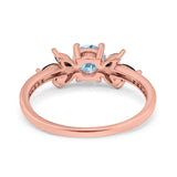 Art Deco Engagement Ring Simulated Black Round Simulated Cubic Zirconia 925 Sterling Silver