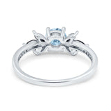 Art Deco Engagement Ring Simulated Black Round Simulated Cubic Zirconia 925 Sterling Silver