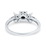 Art Deco Engagement Ring Simulated Black Round Simulated Cubic Zirconia 925 Sterling Silver