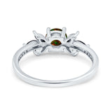 Art Deco Engagement Ring Simulated Black Round Simulated Cubic Zirconia 925 Sterling Silver