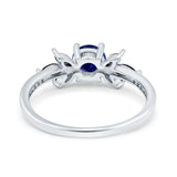 Art Deco Engagement Ring Simulated Black Round Simulated Cubic Zirconia 925 Sterling Silver