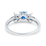 Art Deco Engagement Ring Simulated Black Round Simulated Cubic Zirconia 925 Sterling Silver