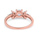 Art Deco Engagement Ring Simulated Black Round Simulated Cubic Zirconia 925 Sterling Silver