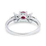 Art Deco Engagement Ring Simulated Black Round Simulated Cubic Zirconia 925 Sterling Silver