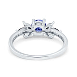 Art Deco Engagement Ring Simulated Black Round Simulated Cubic Zirconia 925 Sterling Silver